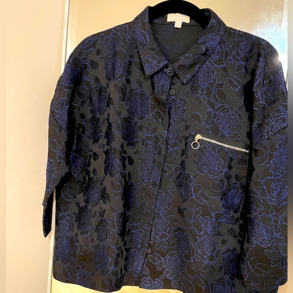 Floral Black and Blue Women's Jacket
